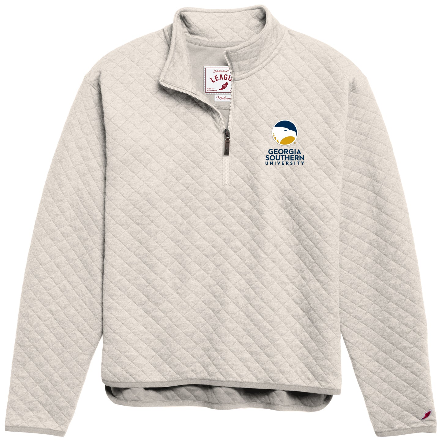 LEAGUE - Ladies Quarter Zip Quilted Pullover - Cream