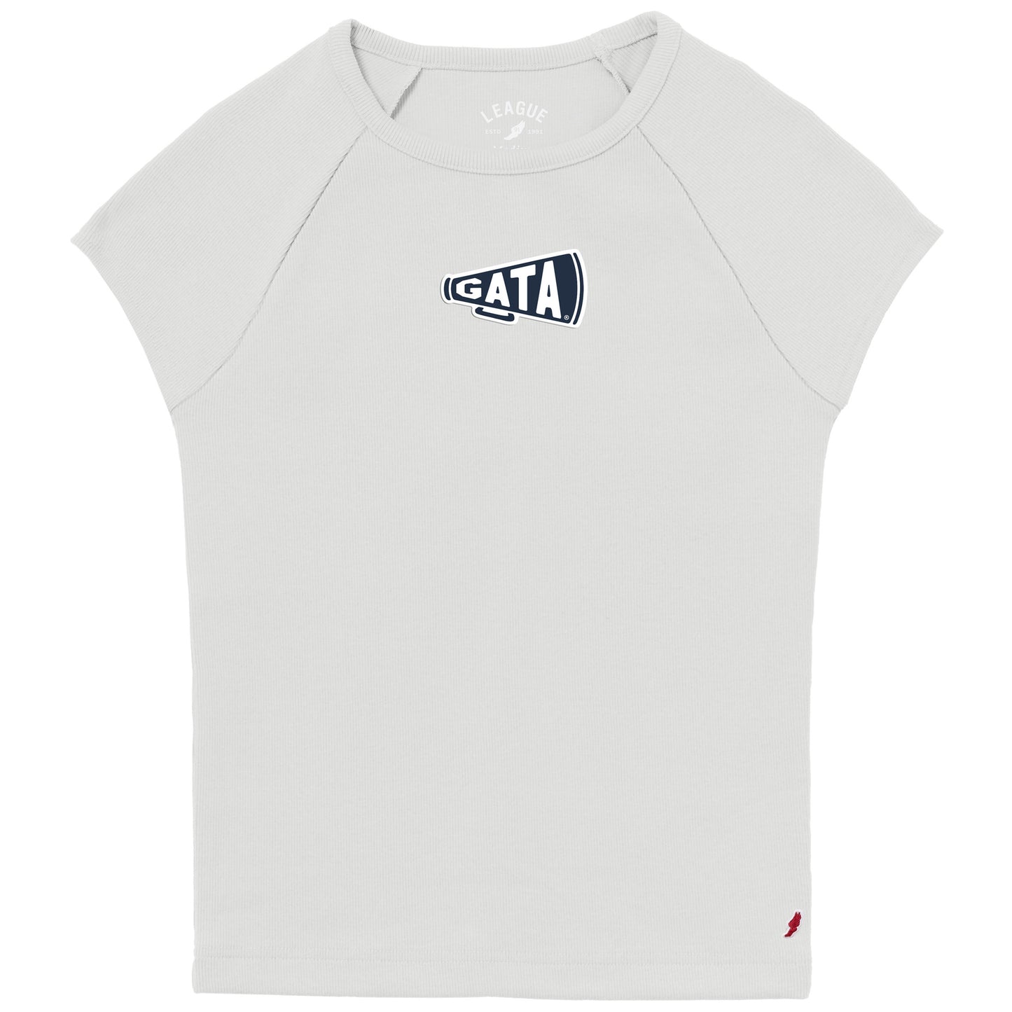 LADIES Retro Rib Baby Doll Tee - Megaphone White