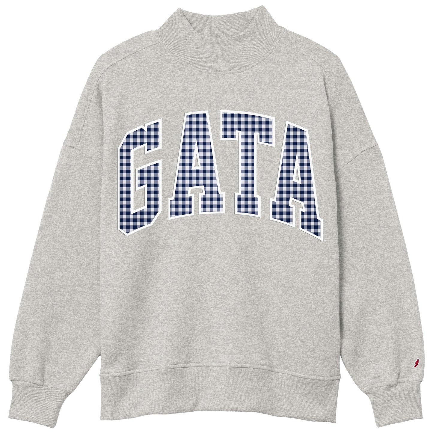 LEAGUE - Ladies Diana MOCK NECK - STEEL GREY GINGHAM GATA