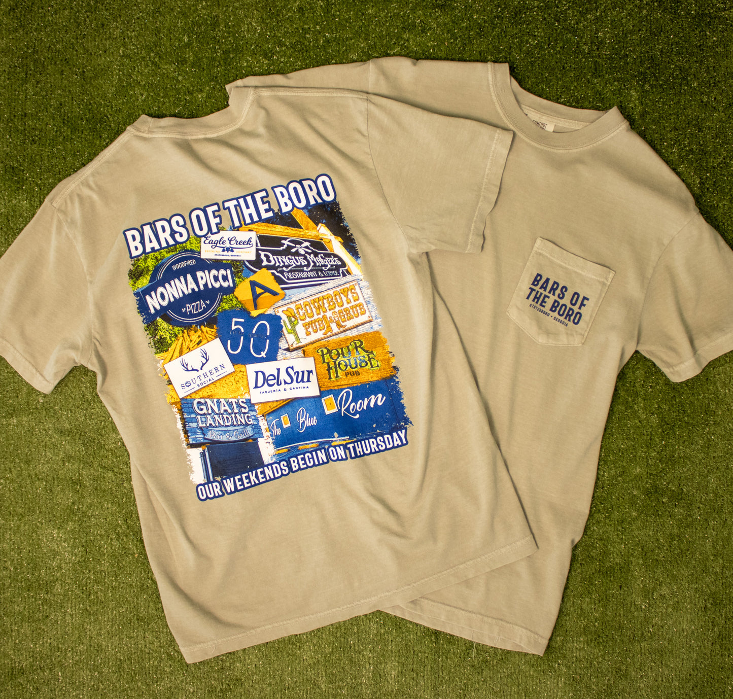 Bars Of The Boro - Comfort Colors Pocket Tee - SANDSTONE