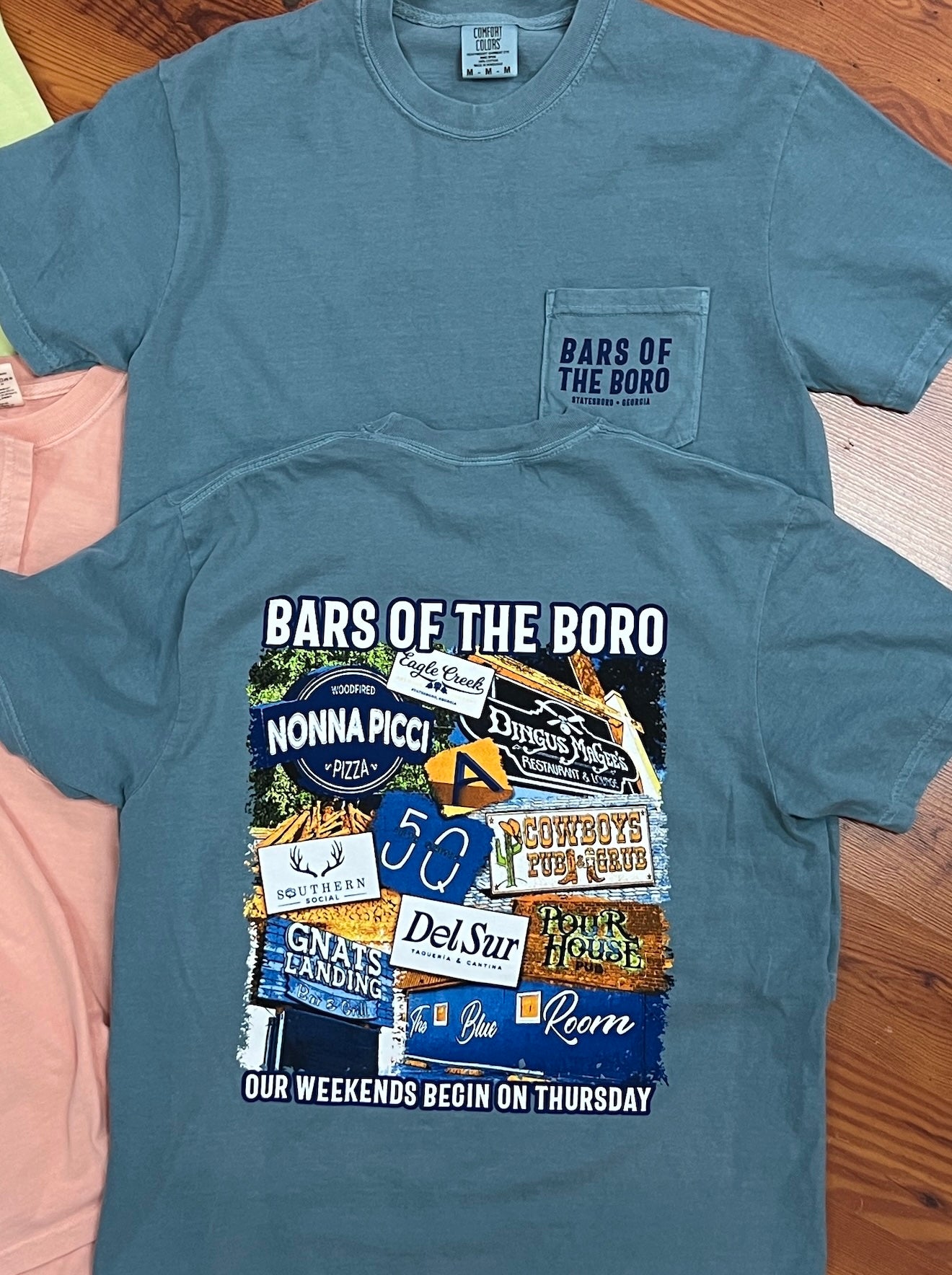 Bars Of The Boro - Comfort Colors Pocket Tee - ICE BLUE