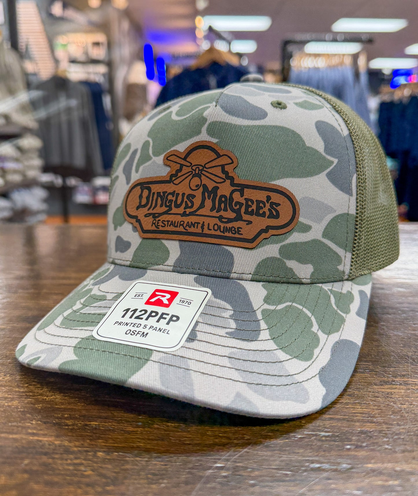 Richardson 112 - Dingus MaGees Leather Patch - Mossy Oak® Marsh Duck Camo Trucker