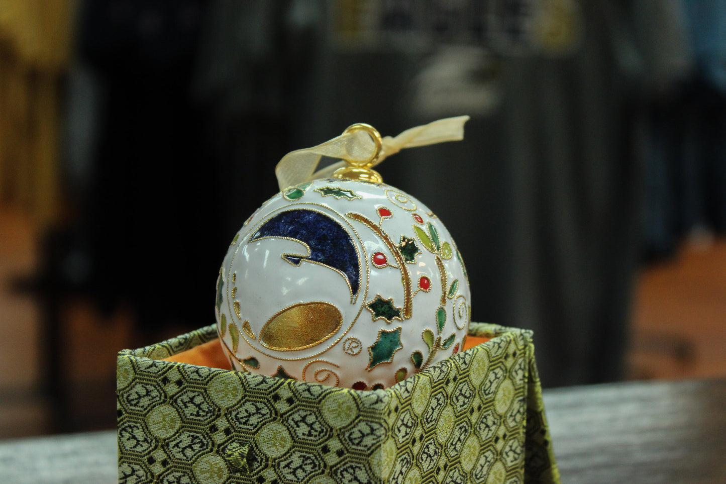 Kitty Keller Cloisonne Holly Ornament (2023 Edition)