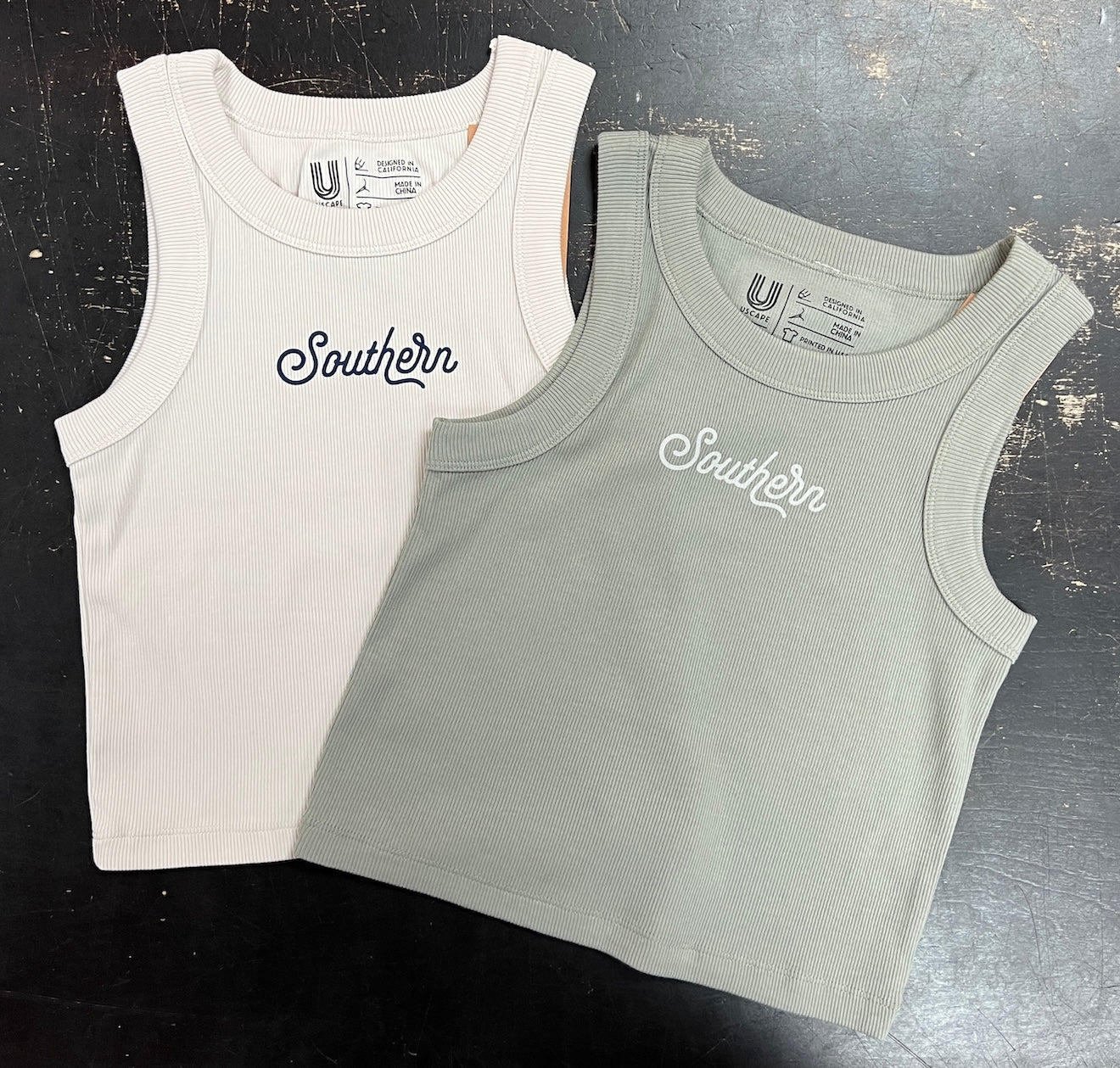 USCAPE - Women's Ribbed Tank - Southern Script Bone