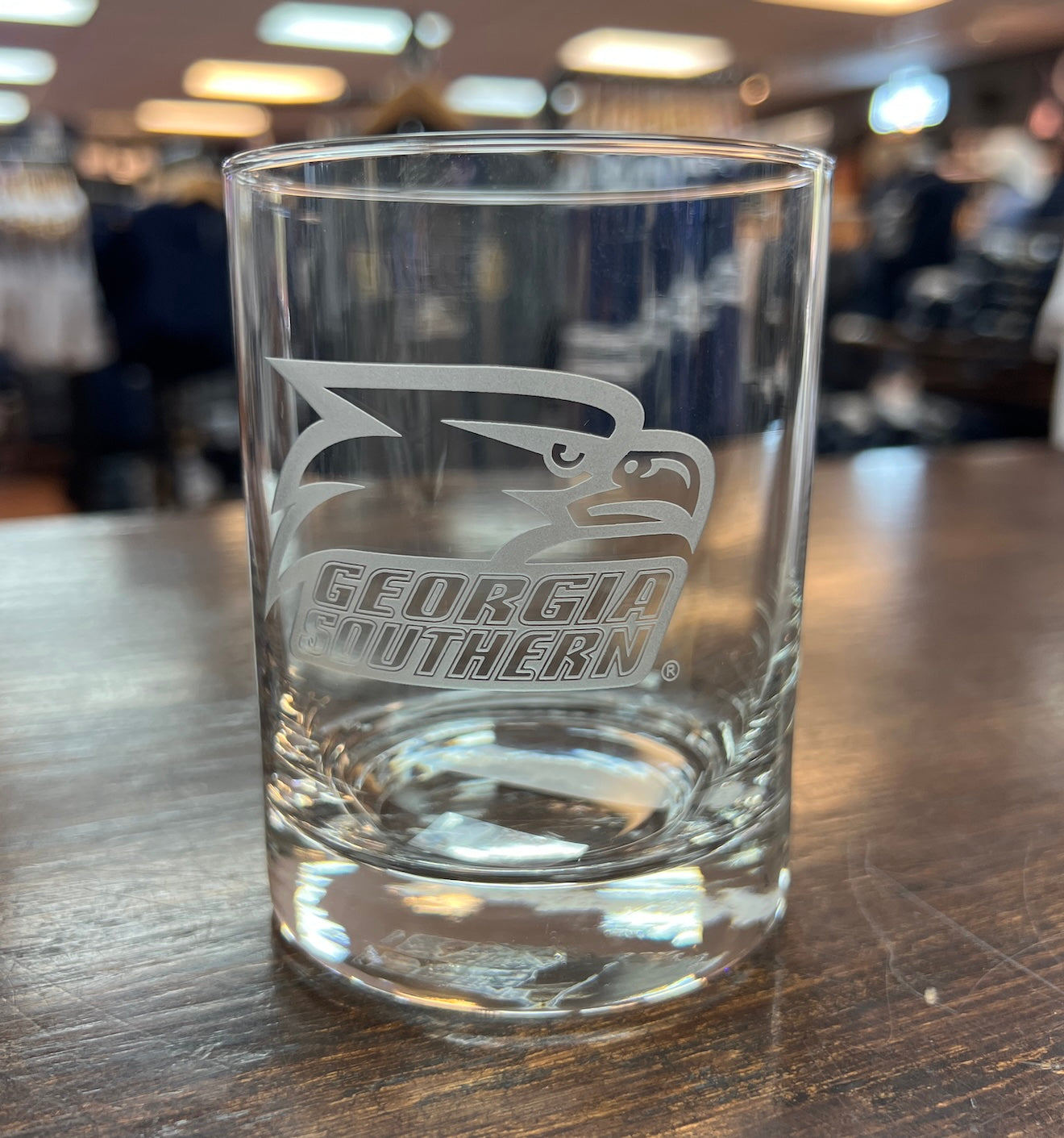 Heavy Etched Rocks Glass - Athletic Eagle