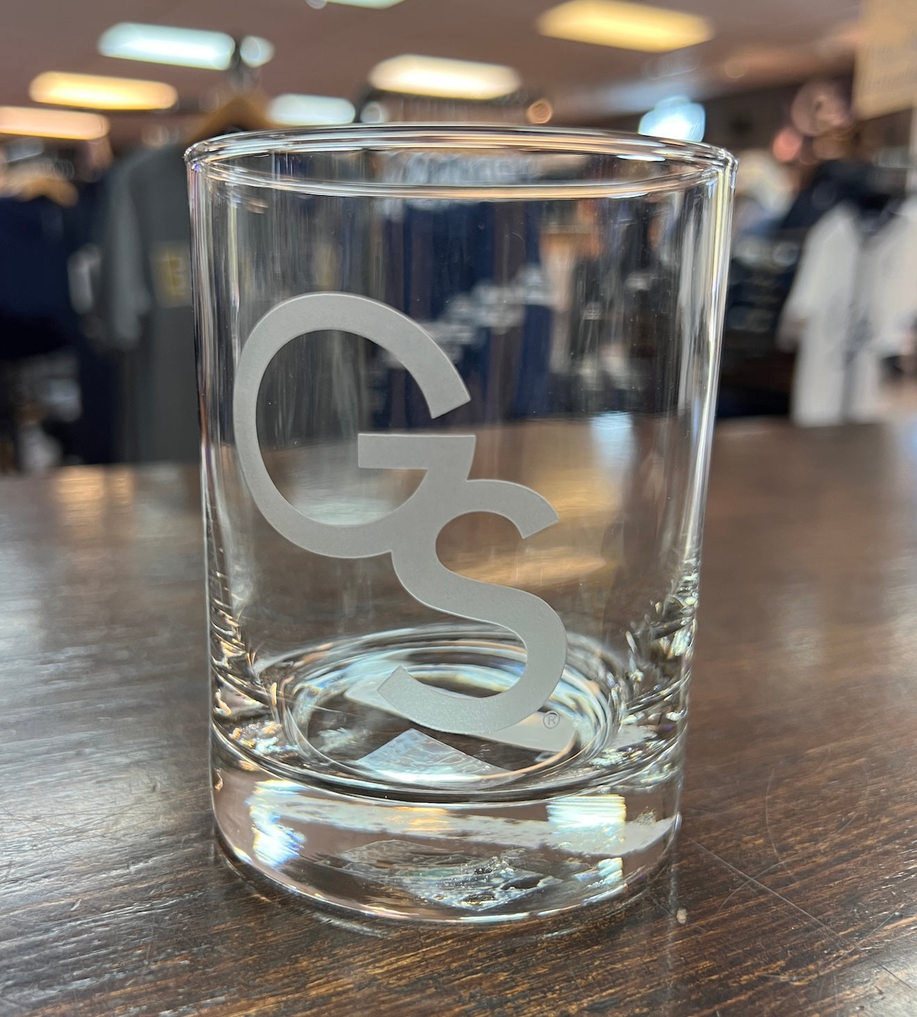 Heavy Etched Rocks Glass - Interlocking GS