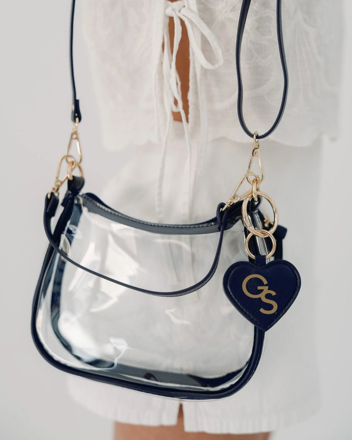 CLARA HEART CHARM PURSE CLEAR BAG
