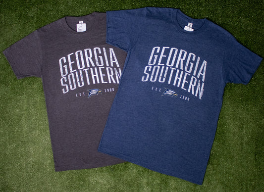 Distressed Arch Supersoft Tee - Heather Denim