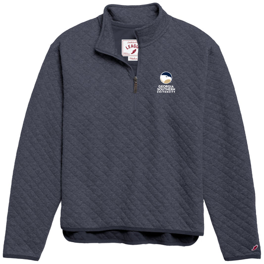 LEAGUE - Ladies Quarter Zip Quilted Pullover - Spring Navy