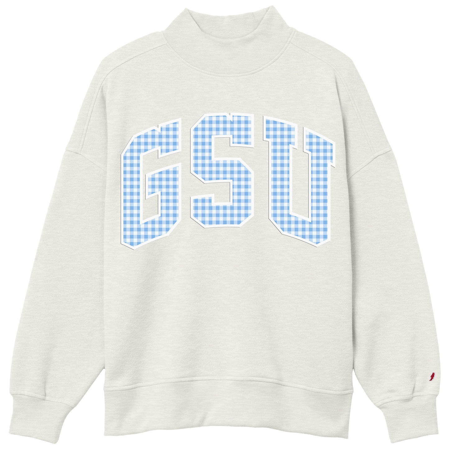 LEAGUE - Ladies Diana MOCK NECK - OATMEAL GINGHAM GSU