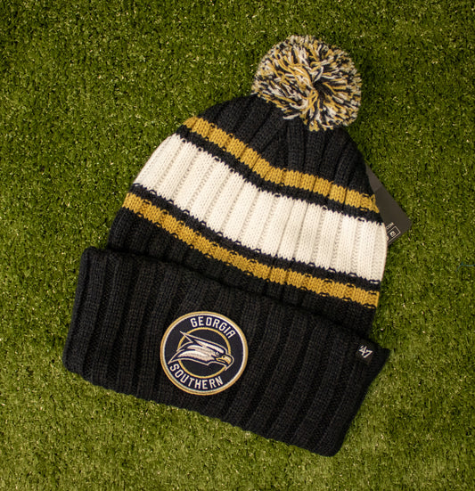 47 BRAND - Stripe Patch Pom Beanie