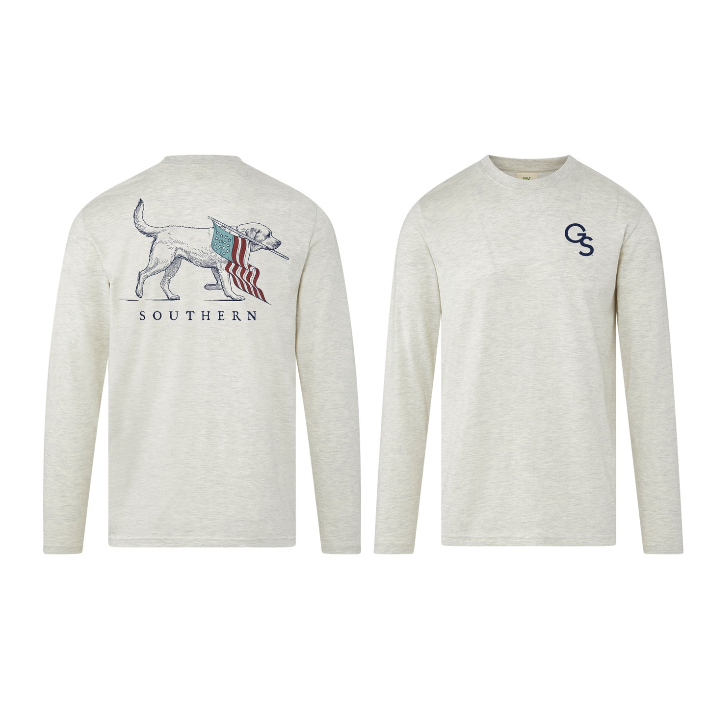 Southern Patriot Pup - Long Sleeve Oatmeal Tee