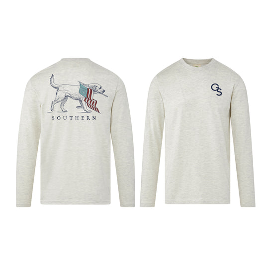 Southern Patriot Pup - Long Sleeve Oatmeal Tee