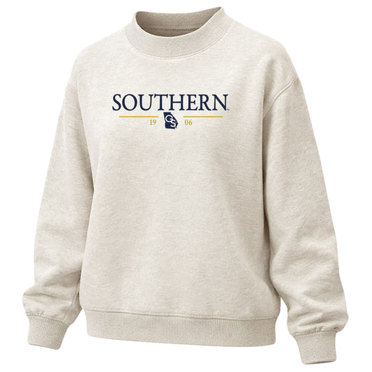 LADIES MOCK - Embroidered Southern State Line - Ash