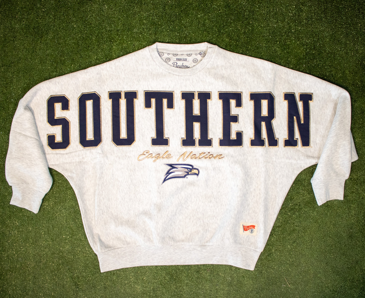 Pressbox BMOC (Big Man On Campus) - One Size Oversize Applique Sweatshirt - Ash