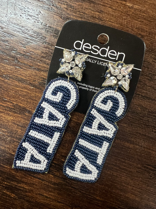 Beaded Earrings - GATA - Navy and White