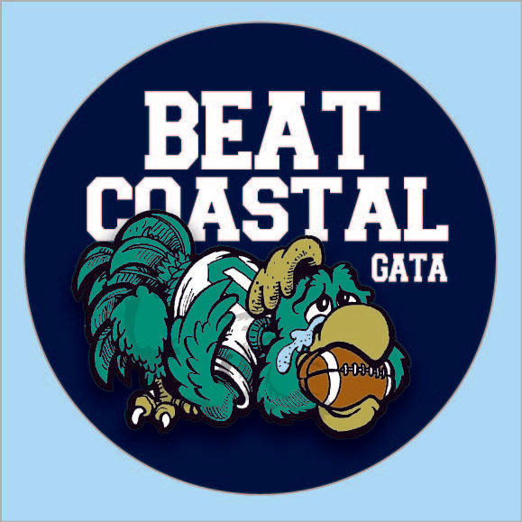 Beat Coastal Chicken FOOTBALL Button Pin - NAVY