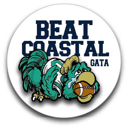 Beat Coastal Chicken FOOTBALL Button Pin