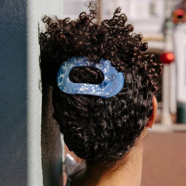 TELETIES - Large Flat Round Hair Clip - Lagoon