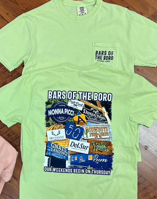 Bars Of The Boro - Comfort Colors Pocket Tee - CELEDON