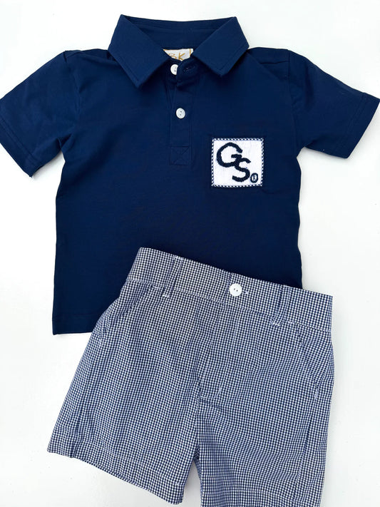 Because Kids - Boys Polo Gingham Short Set