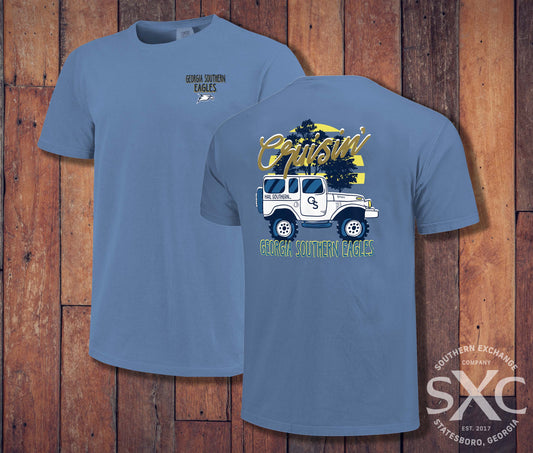 Cruisin Hail Southern Tee - Washed Denim Comfort Colors