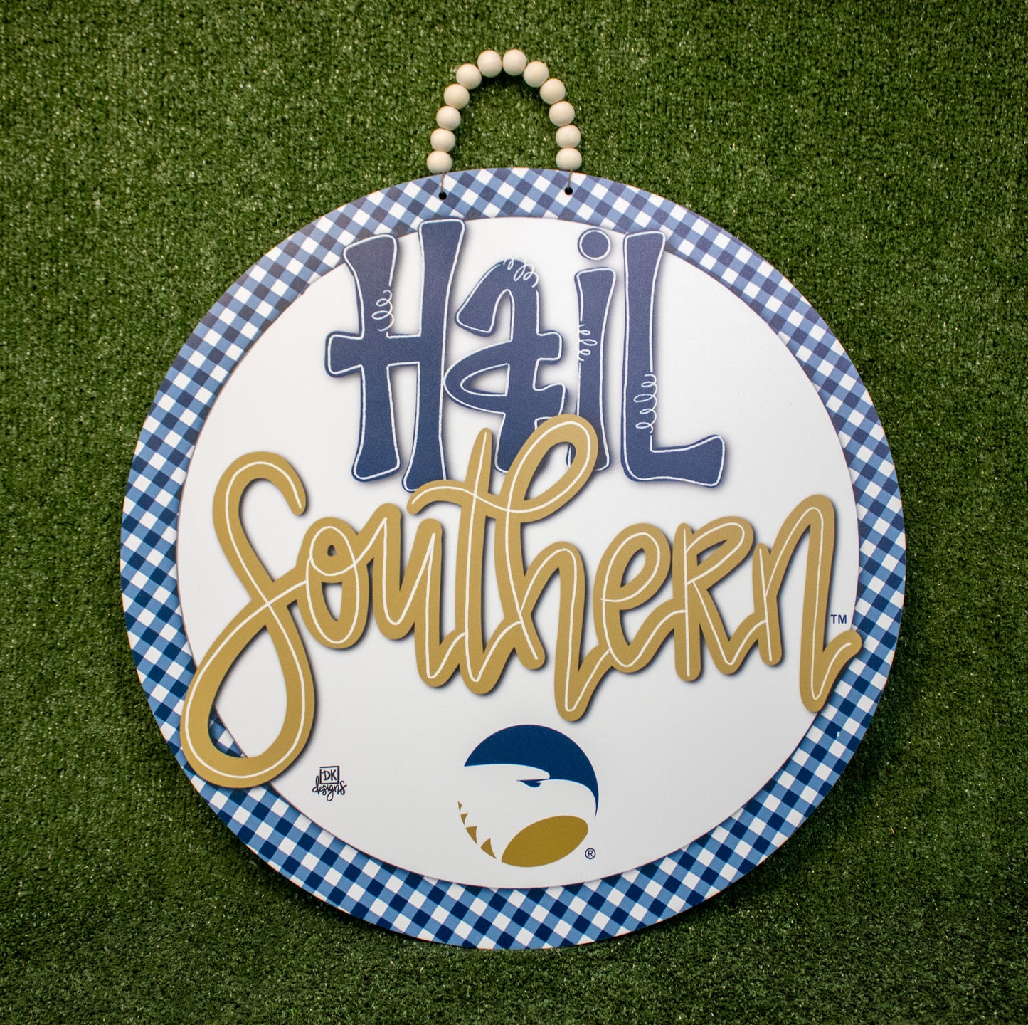 Door Hanger Hail Southern Gingham by DK Designs