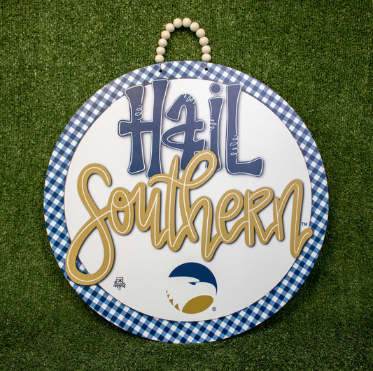 Door Hanger Hail Southern Gingham by DK Designs