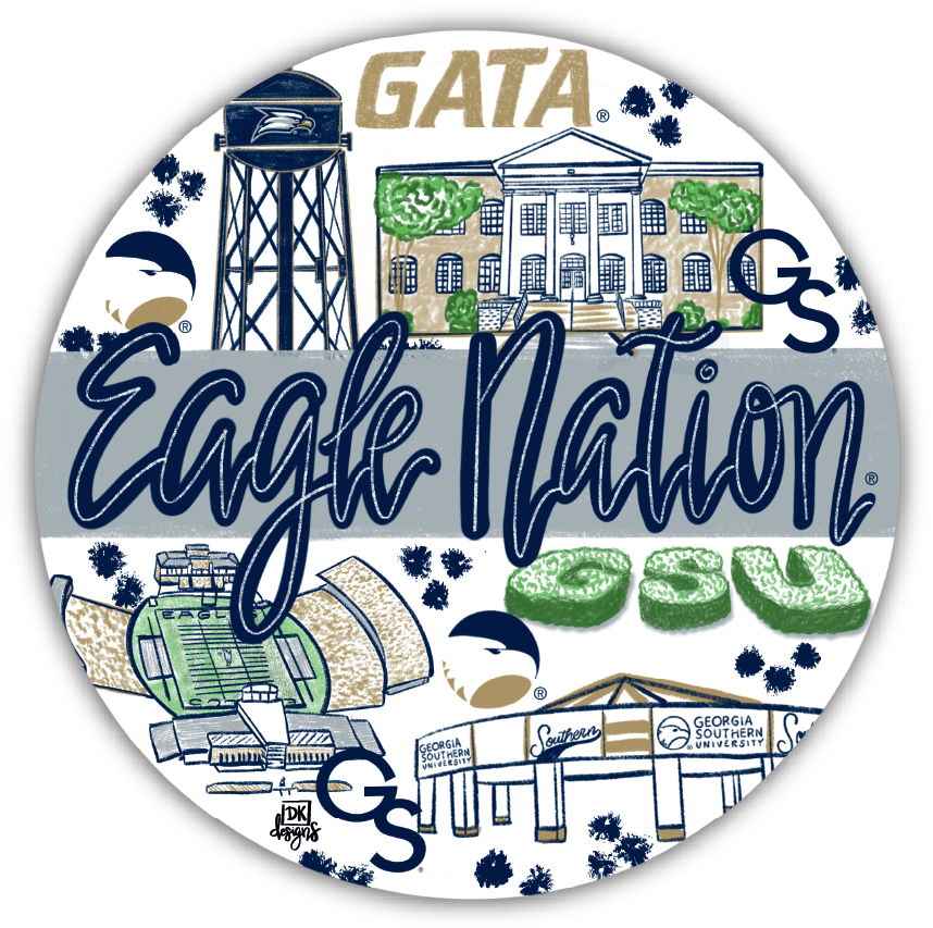 DK Designs Eagle Nation Scenes Gingham Button Pin