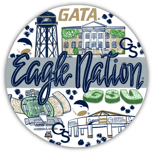 DK Designs Eagle Nation Scenes Gingham Button Pin