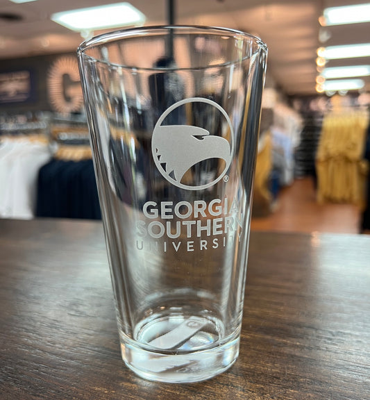 Academic Eagle Logo - Heavy Etched Pint Glass