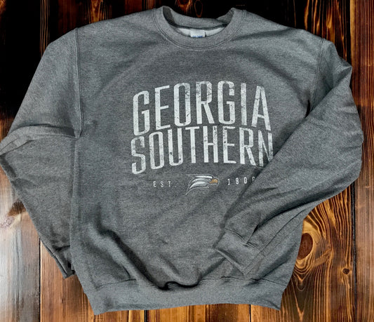 Distressed Arch Crew Sweatshirt - Heather Grey