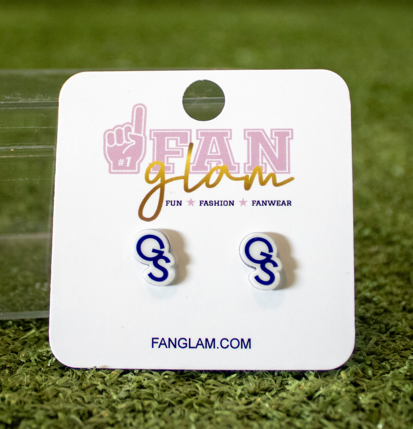 Interlocking GS Mini UV Print Stud Earrings by Fan Glam
