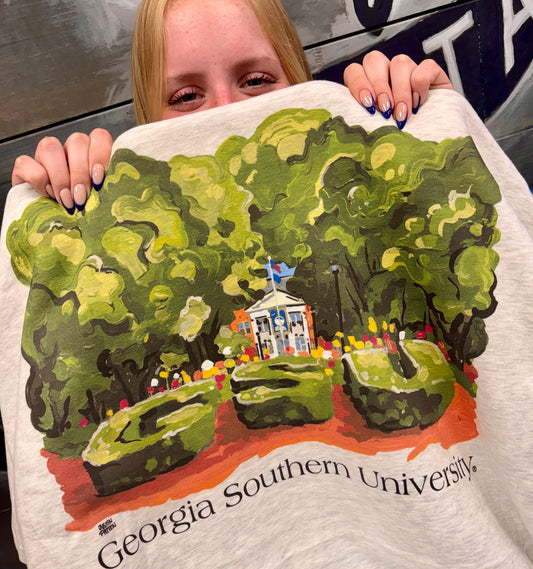 Justin Patten Watercolor GSU Sweetheart Circle Heavyweight Sweatshirt Blanket - Heather Marble