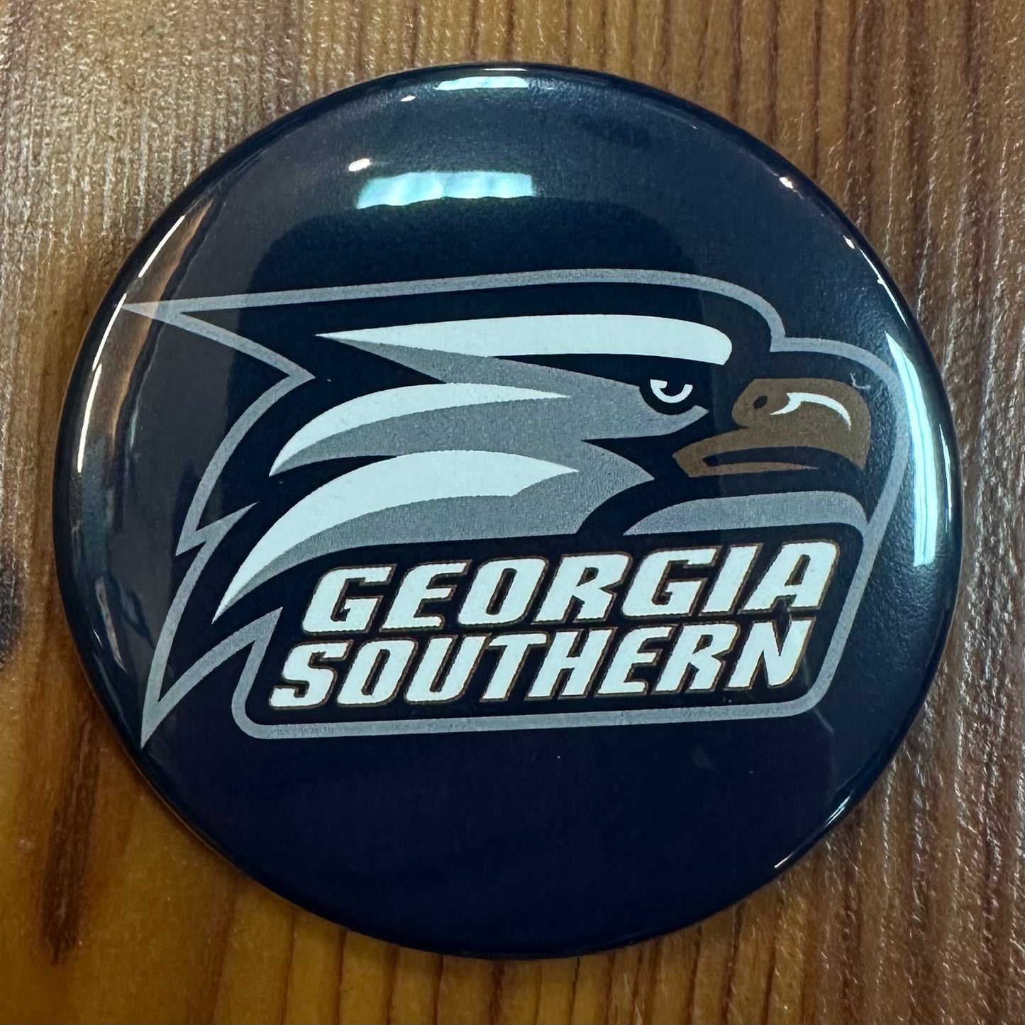Athletic Eagle Head on Blue Button Pin