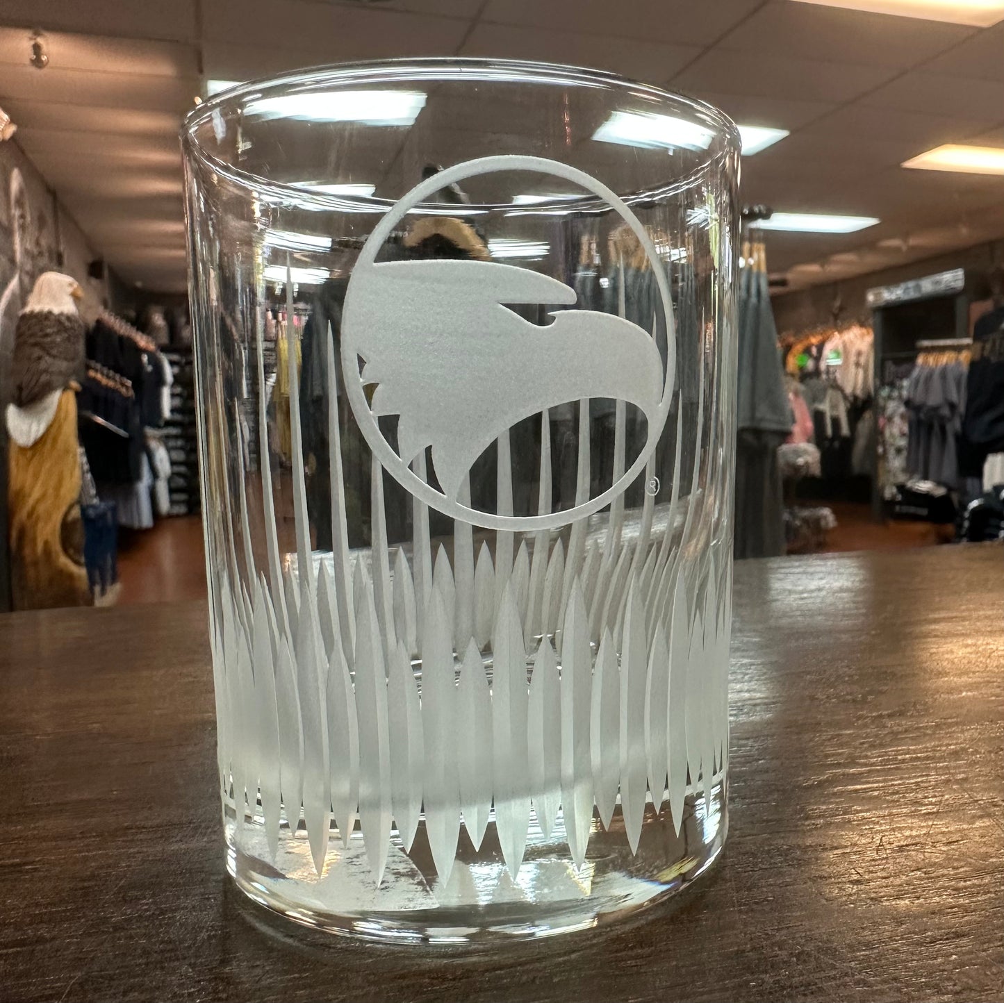 Diamond Cut Heavy Etched Rocks Glass - Academic Eagle