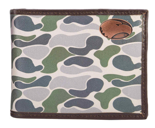 Bill Fold Pass Case Wallet - Old School Camo Leather