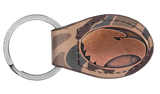 Old School Camo Leather Key Fob - BROWN/TAN