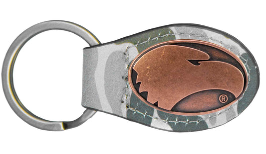 Old School Camo Leather Key Fob - OLIVE/KHAKI