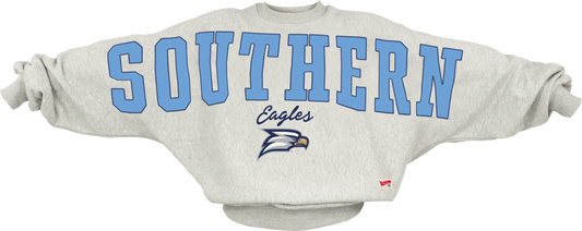Pressbox BMOC (Big Man On Campus) - One Size Oversize Applique Sweatshirt - Ash