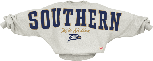 Pressbox BMOC (Big Man On Campus) - One Size Oversize Applique Sweatshirt - Ash