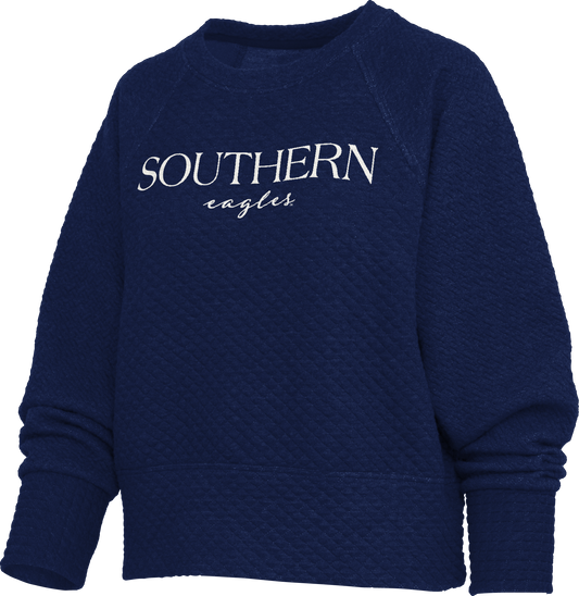 Pressbox - Champagne Quilted Crew Embroidered - Navy