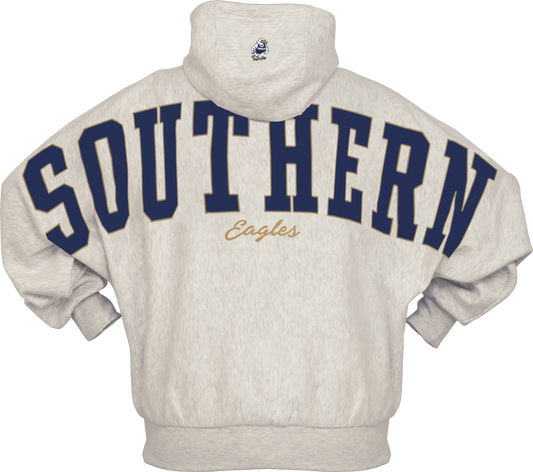 Pressbox BMOC (Big Man On Campus) Hoodie - One Size Oversize Applique Sweatshirt - Ash