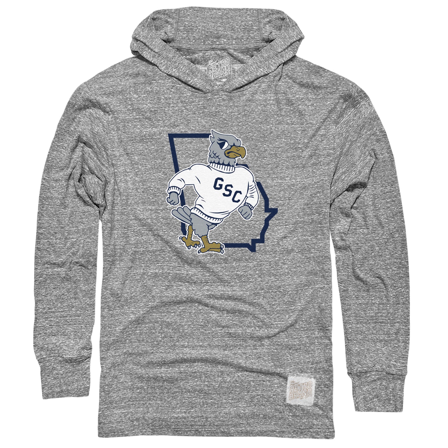 Retro Brand - Vintage Strutter State - Triblend Grey Hoodie Tee