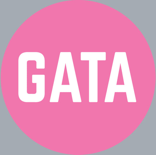 PINK GATA Button Pin - Pink Background