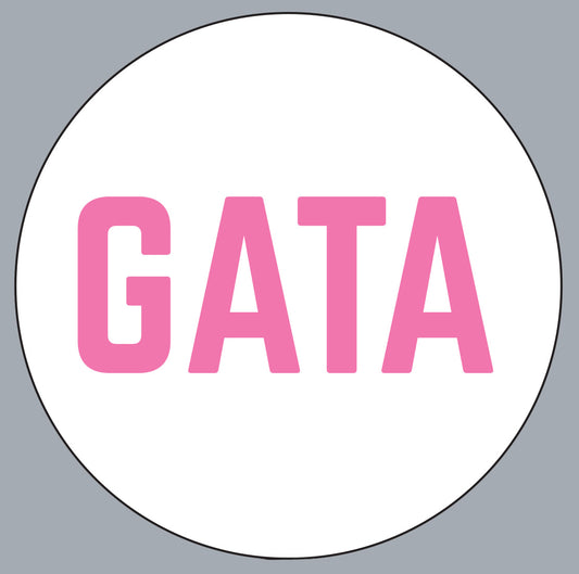 PINK GATA Button Pin - White Background