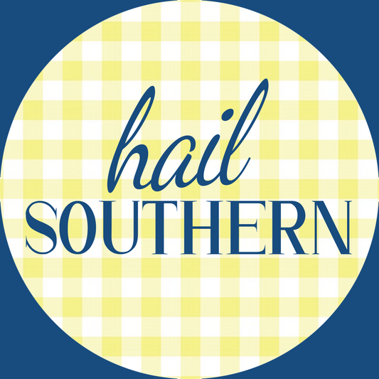 Gingham HAIL SOUTHERN Button Pin