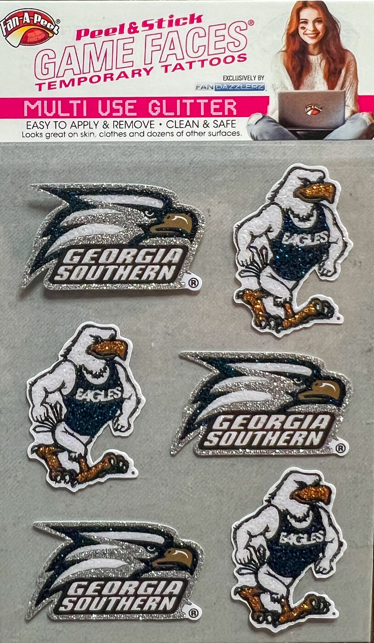 Glitter Face Tattoos - 4 Pak - Athletic Eagle/ Strutter