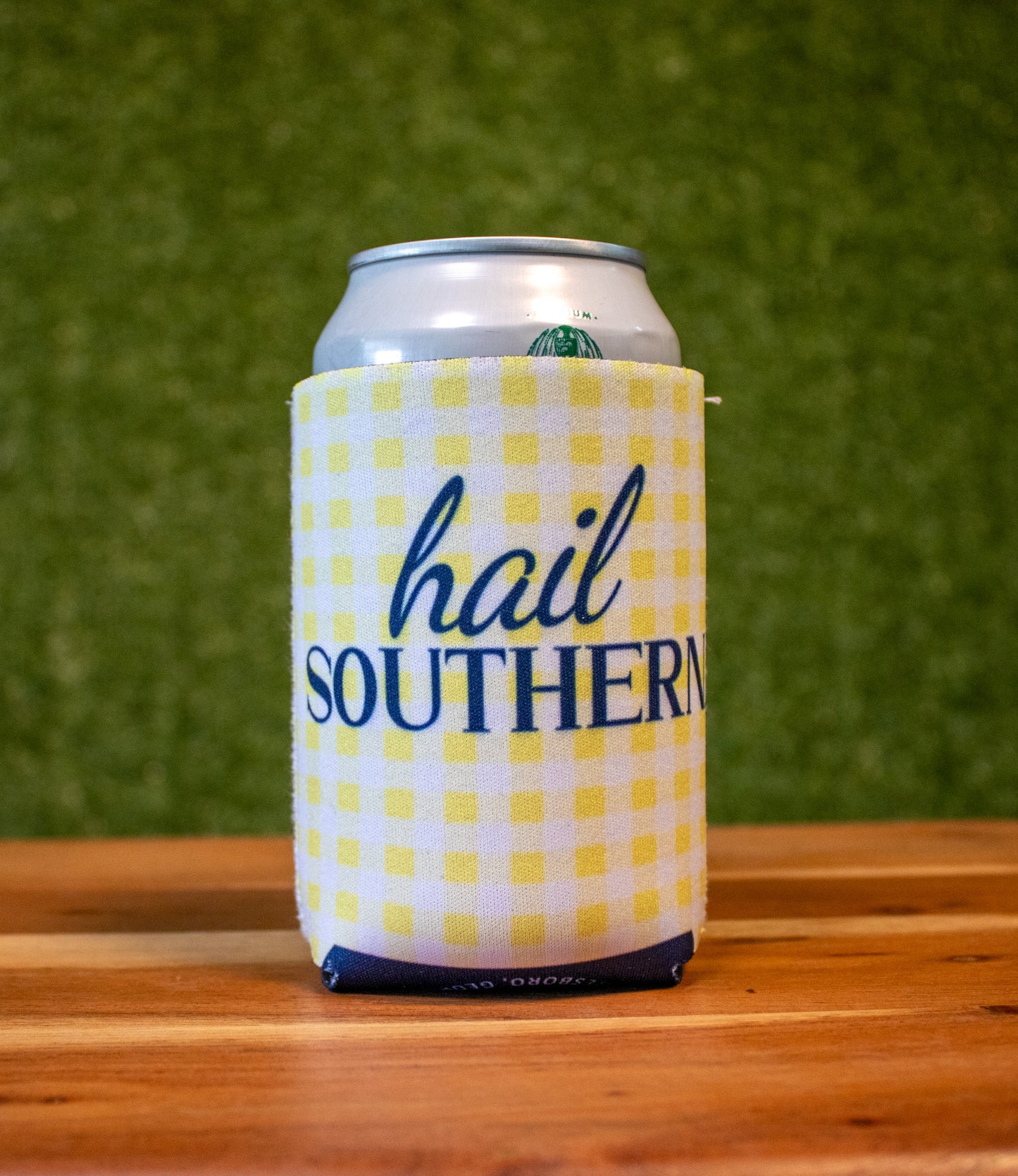 NEOPRENE CAN KOOZIE - HAIL SOUTHERN Gingham