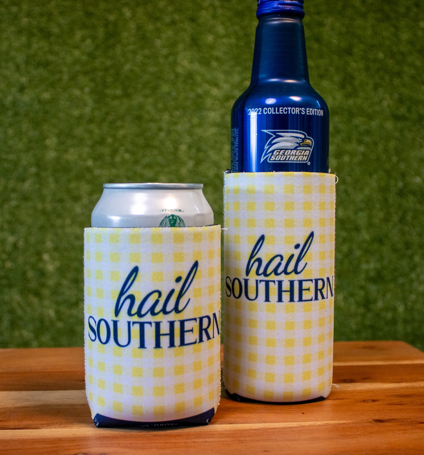 NEOPRENE CAN KOOZIE - HAIL SOUTHERN Gingham